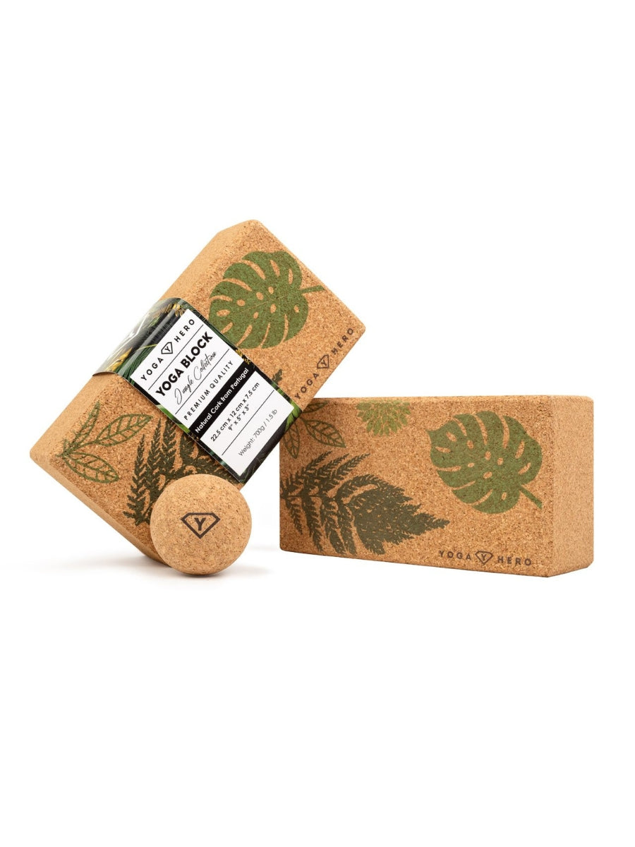 2 Yogablöcke Jungle mit Massage-Ball