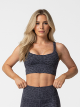 Sport-BH Leopard Dunkelblau