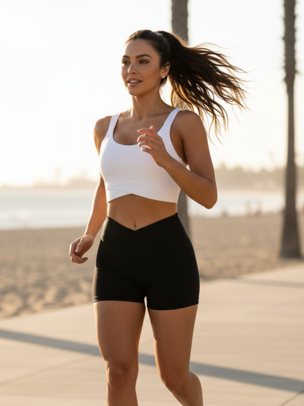 Set V-Cross Shorts + Sport BH Cross schwarz/weiß