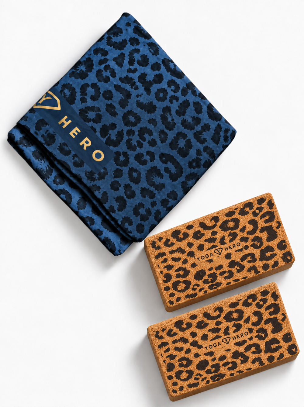 Yoga Reise Set Blue Leopard Gold