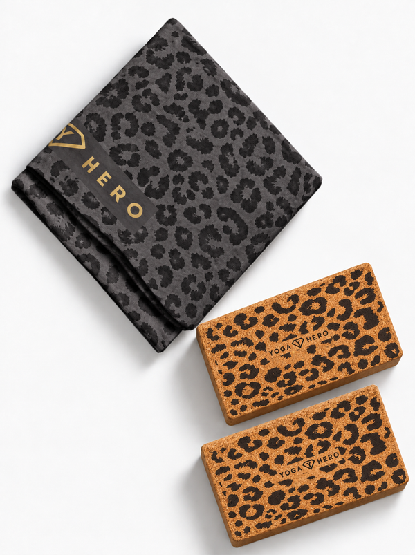 Yoga Reise Set Black Leopard Gold