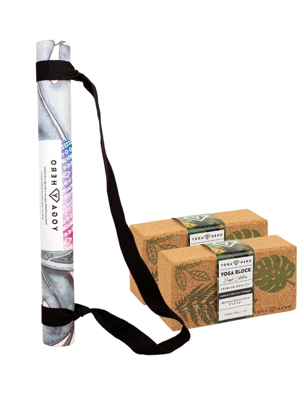 <tc>Set de Voyage JUNGLE (Tapis de Yoga + 2 briques de yoga)</tc>