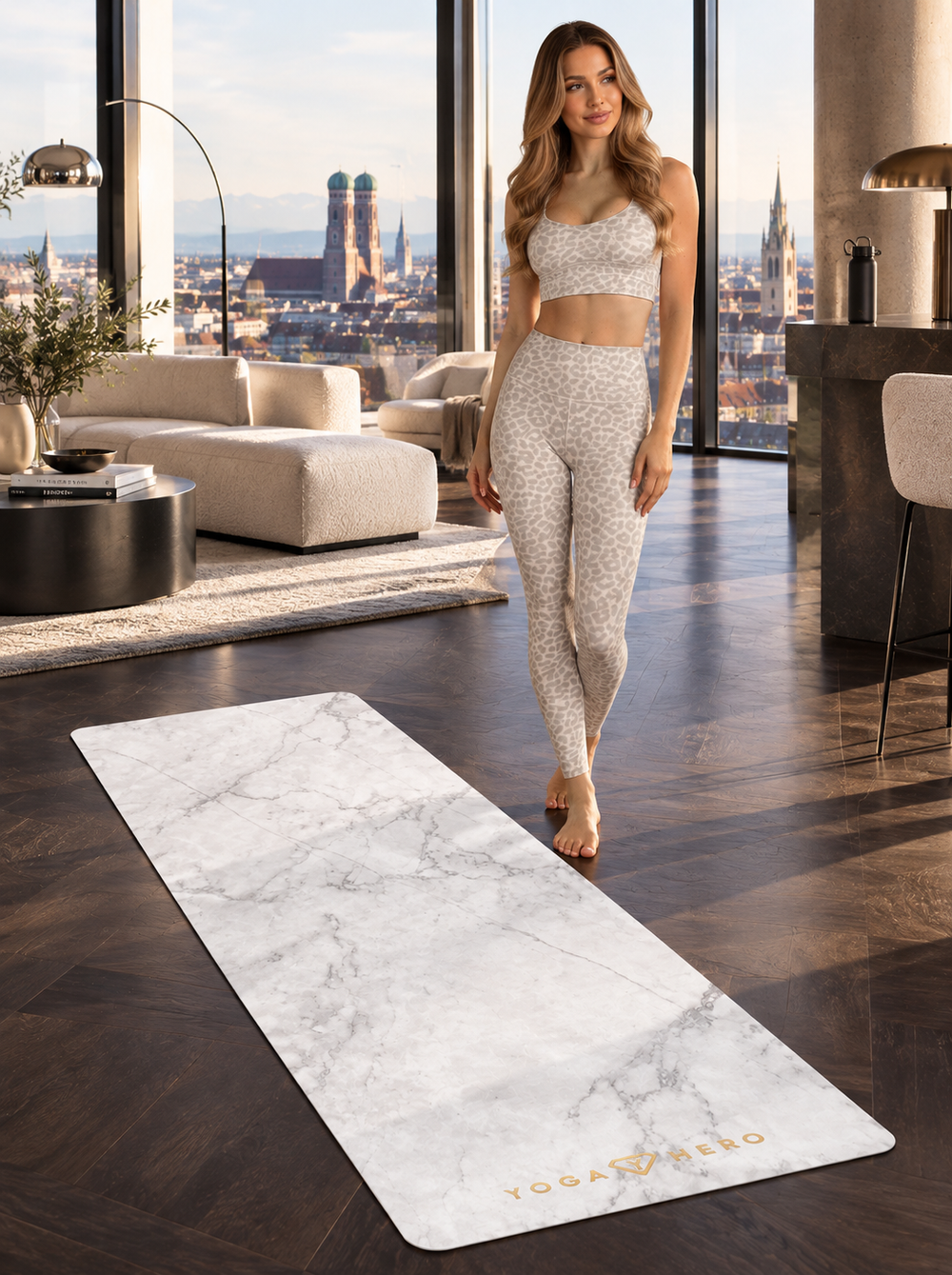 Yoga mat White Marble Gold 4mm 