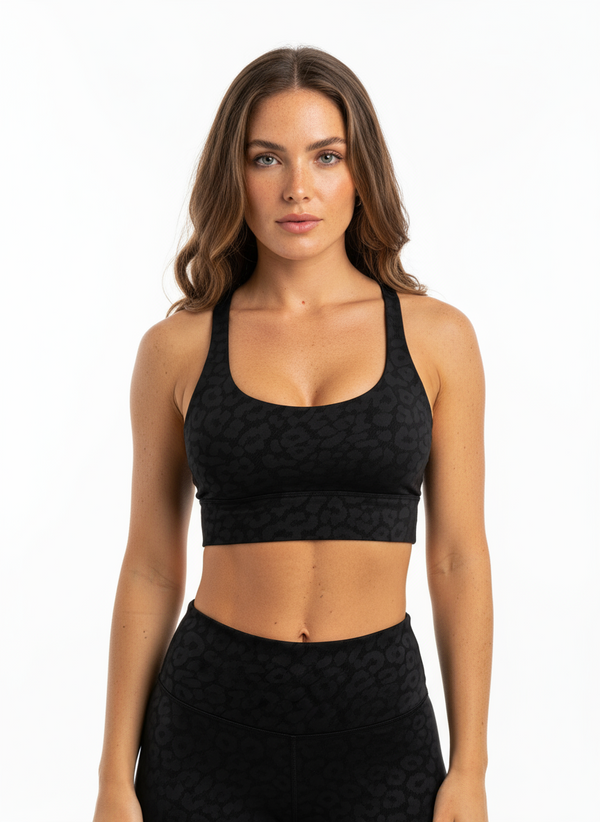 Set Leggings + Sport BH Black Leopard