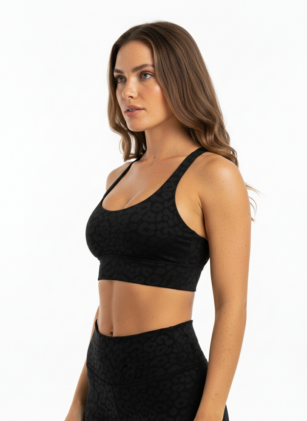 Set Leggings + Sport BH Black Leopard