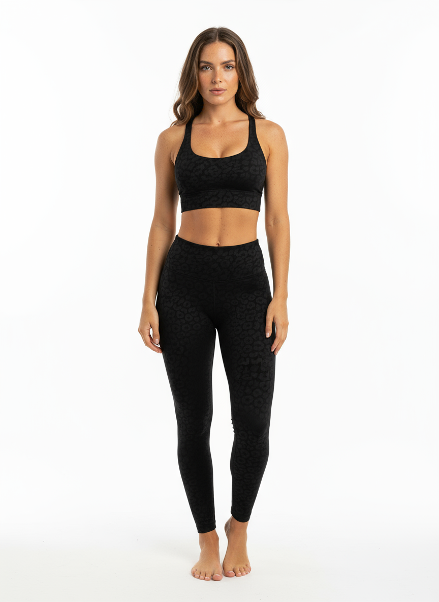 Set Leggings + Sport BH Black Leopard
