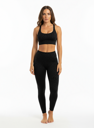 Set Leggings + Sport BH Black Leopard
