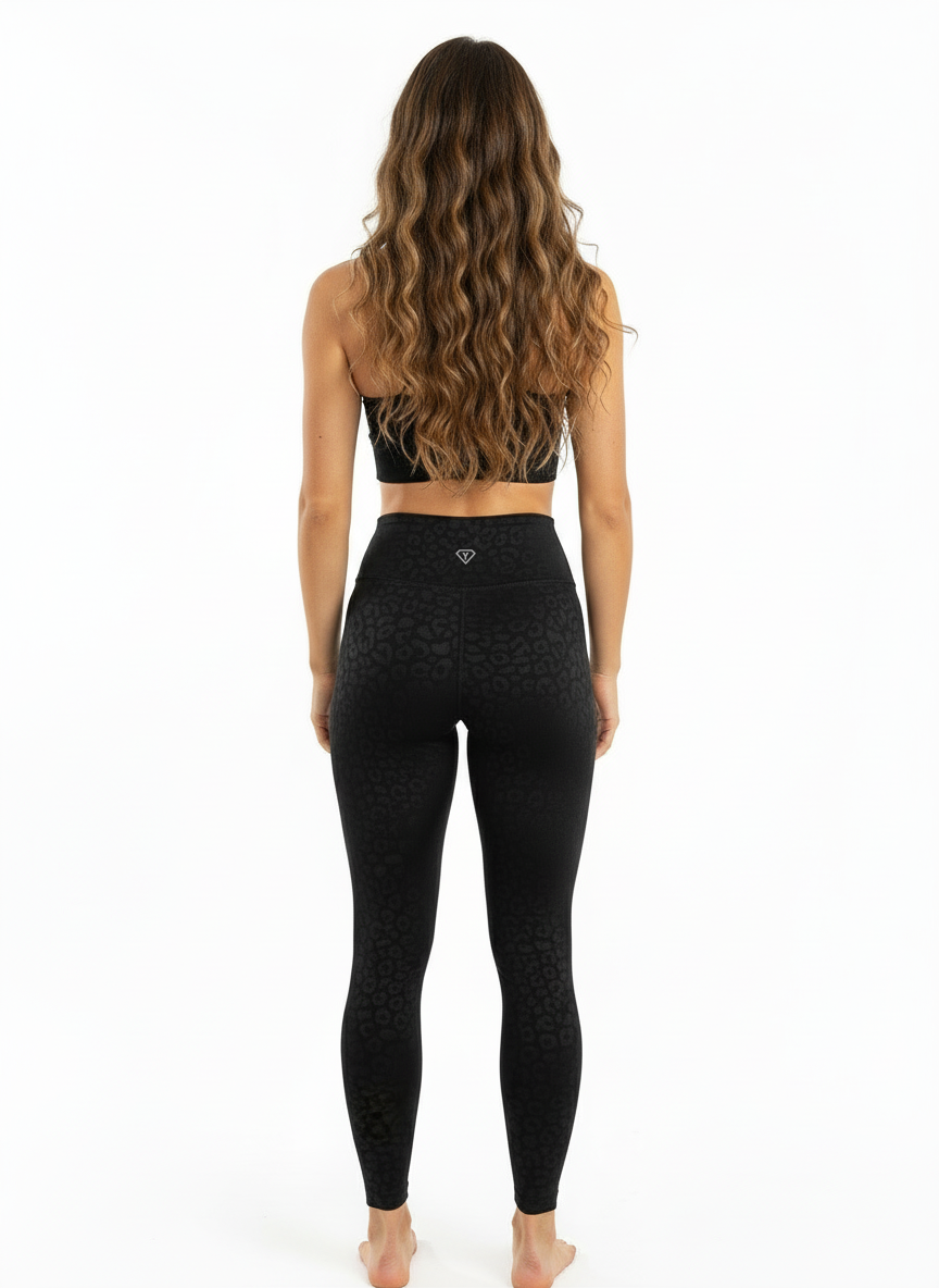 Ensemble legging + brassière de sport Leopard Noir