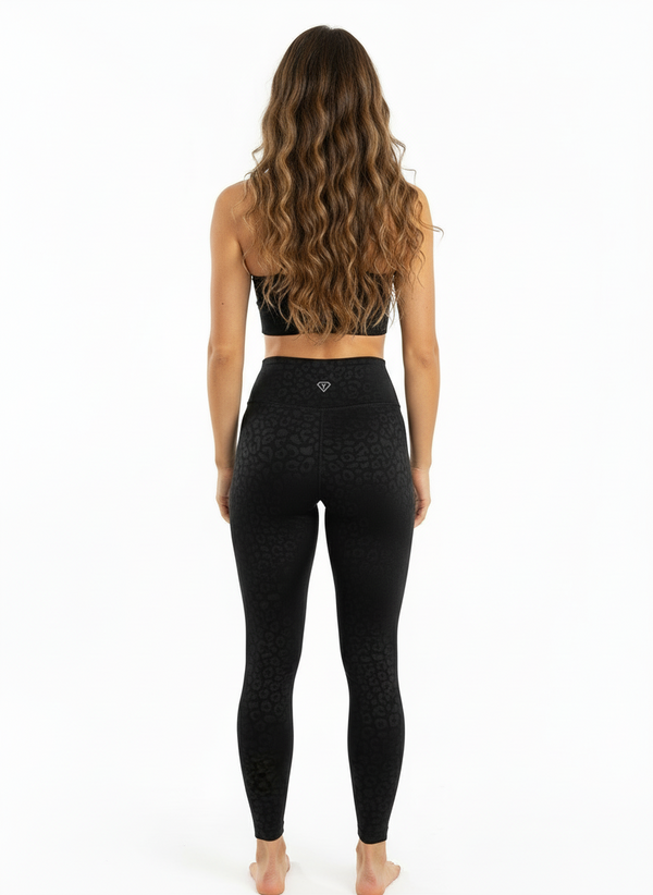 Set leggings + sports bra leopard black