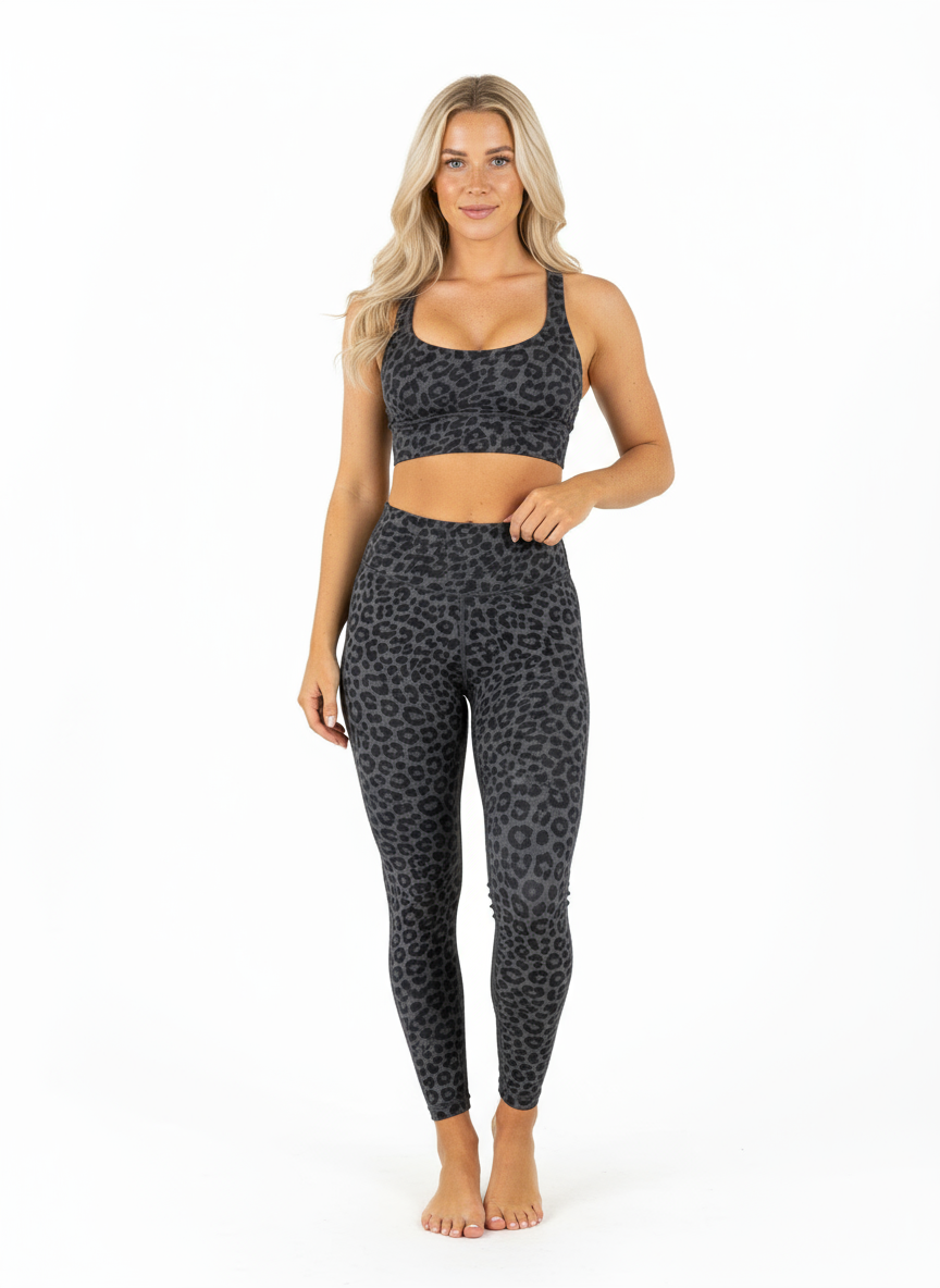 Set leggings + sports bra Gray Leopard