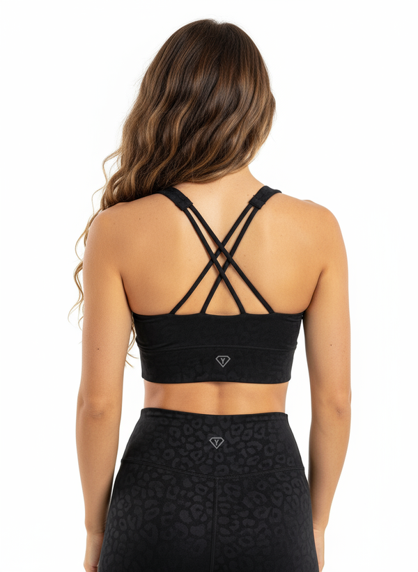 Set leggings + sports bra leopard black