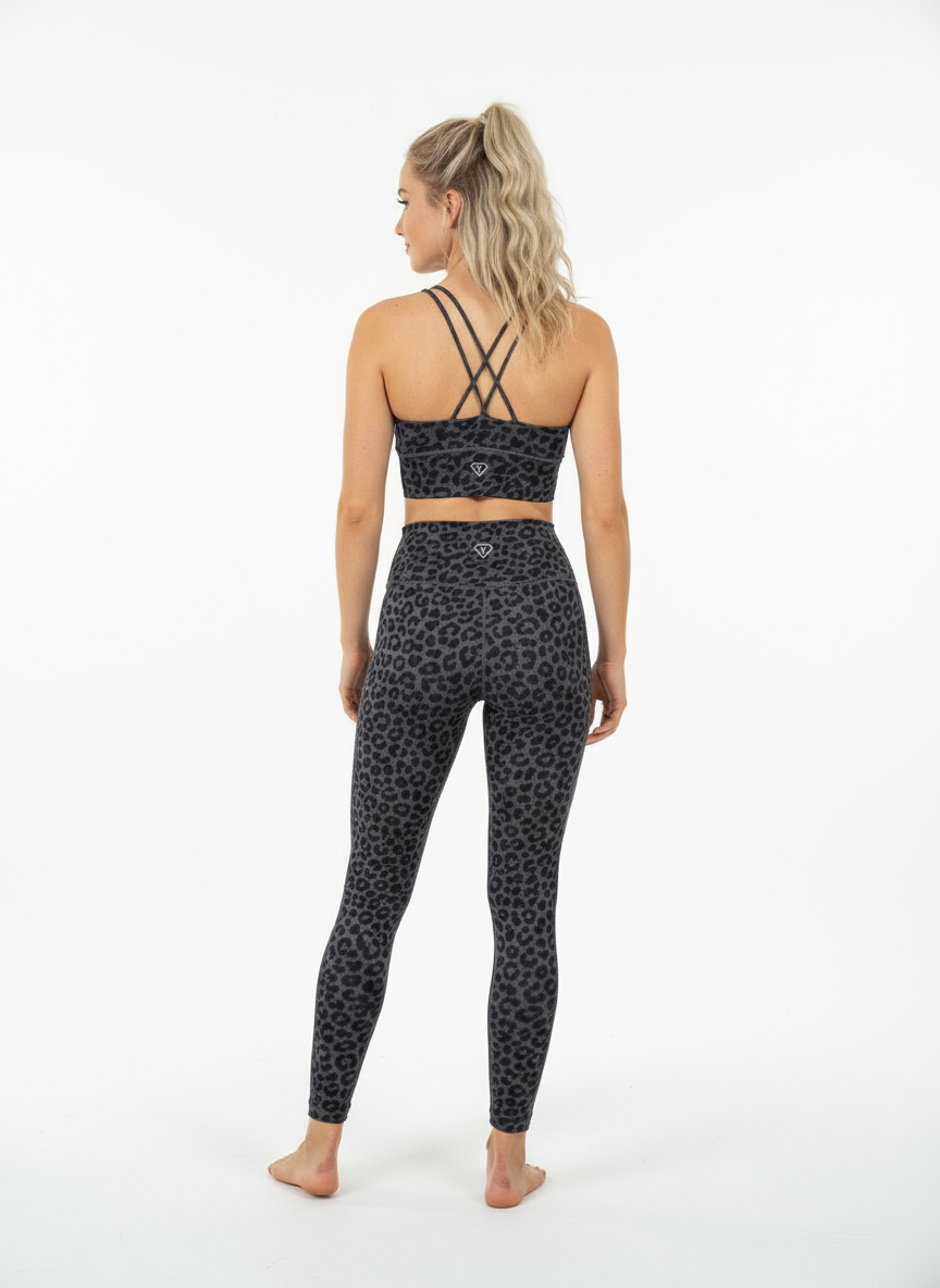 Ensemble legging + brassière de sport Leopard Gris