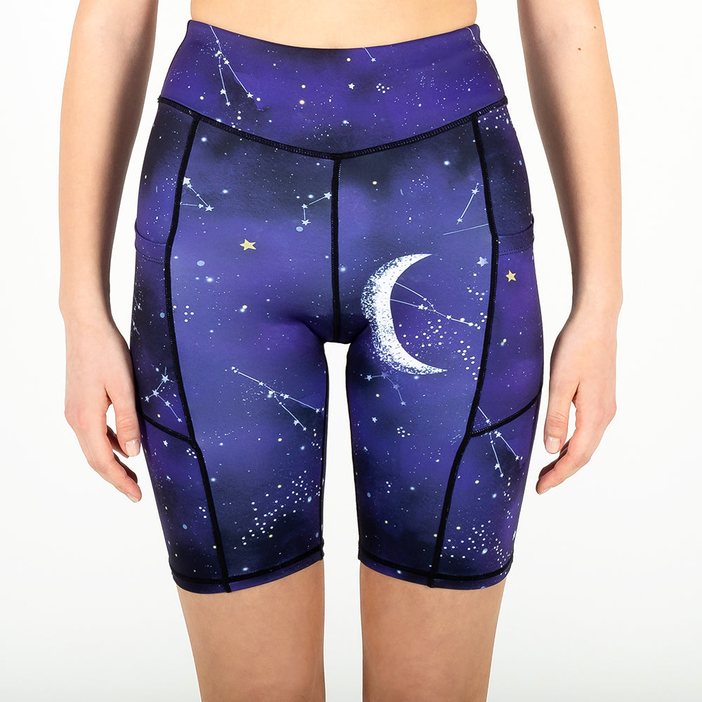 biker shorts galaxy front yoga hero