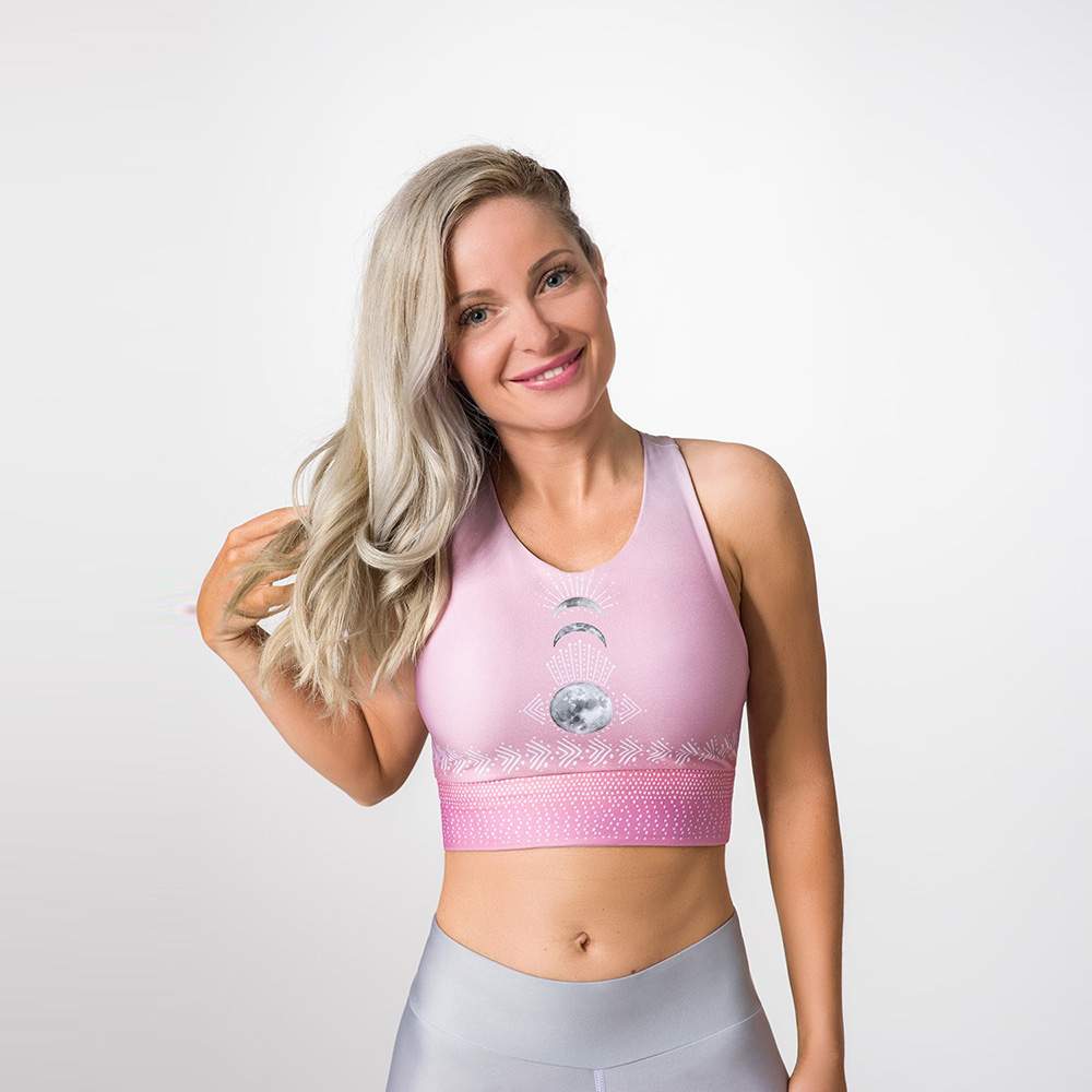 sports bra pink moon front view