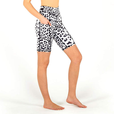 Biker shorts Yoga Hero white leopard side