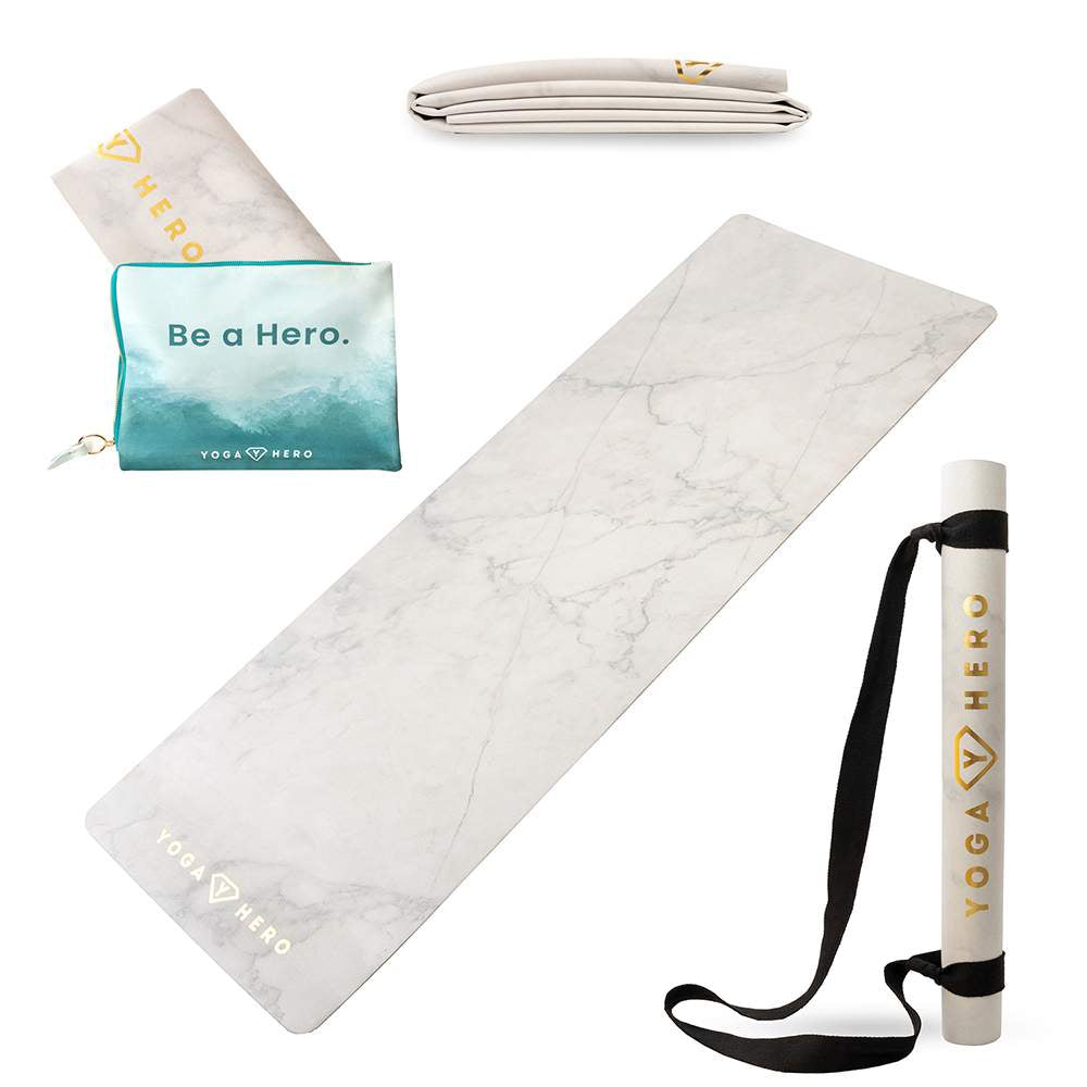 white marble travel mat with bag