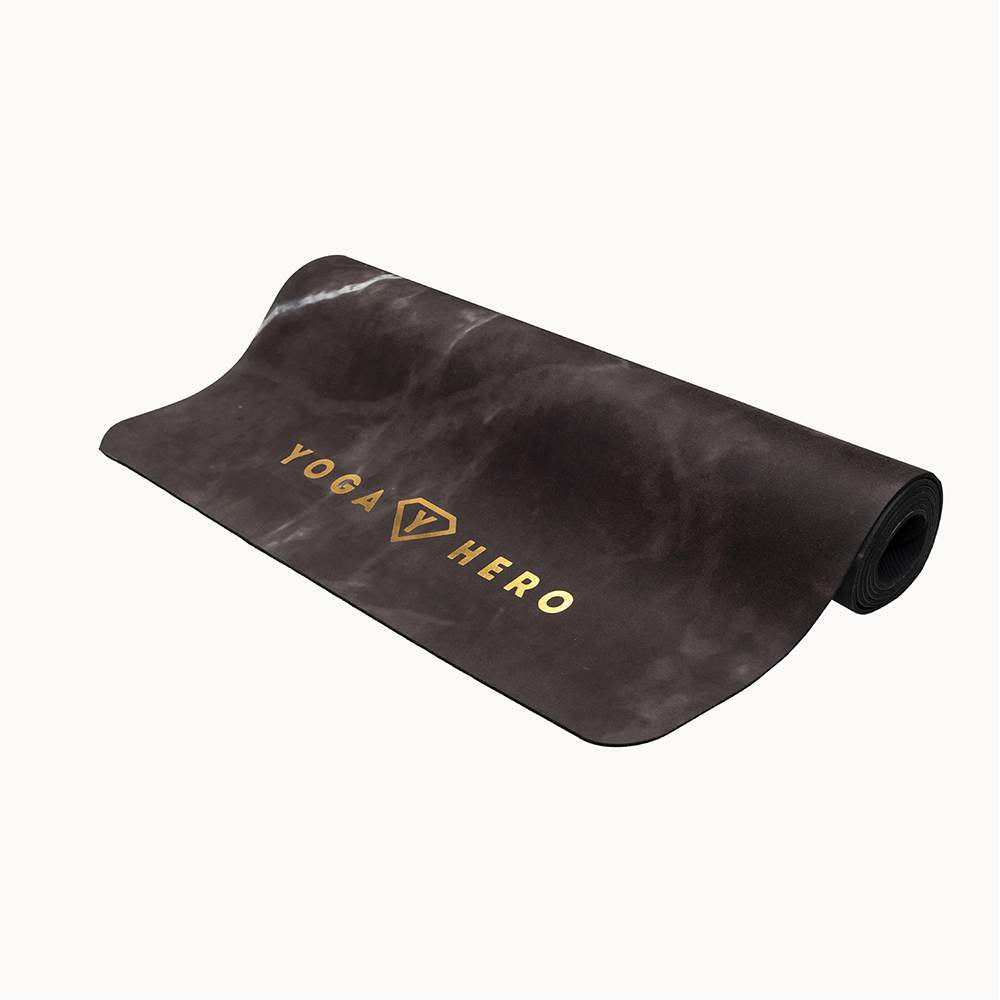 yoga mat black marble gold 3.5mm folded side